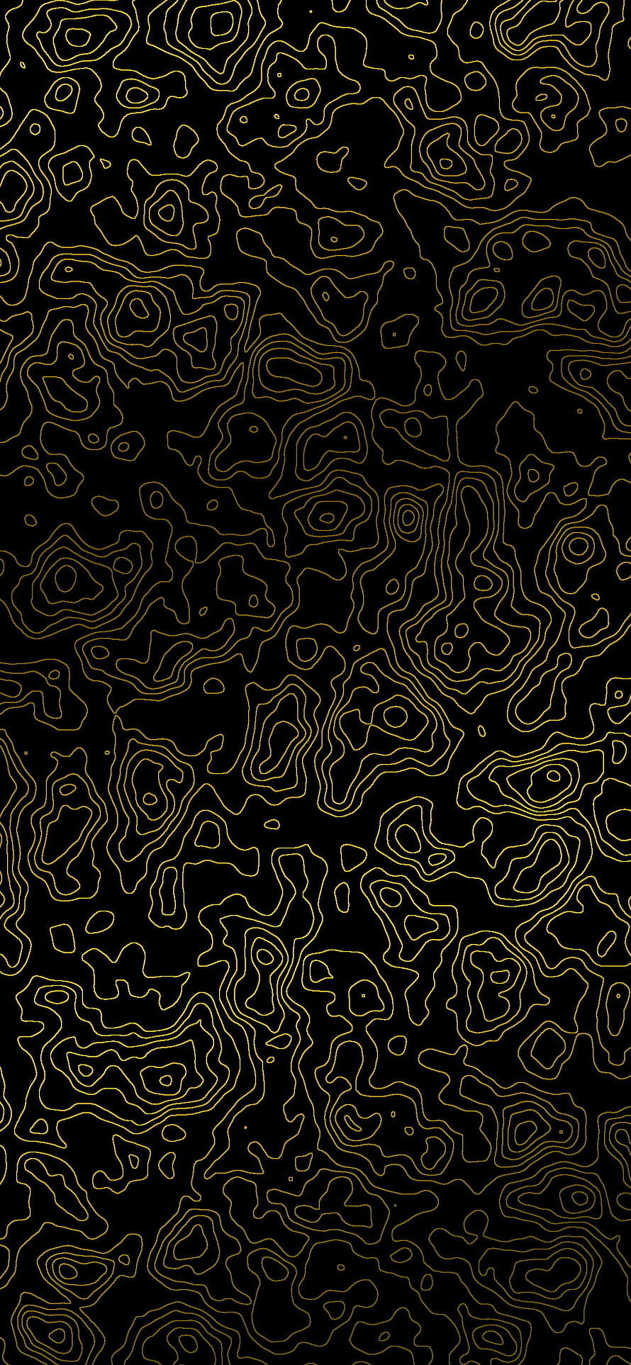 Abstract Gold Topographic Contour Lines on Black Background HD phone wallpaper