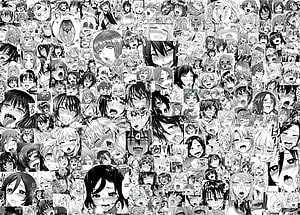 Black and White Anime Face Collage Wallpaper HD wallpaper