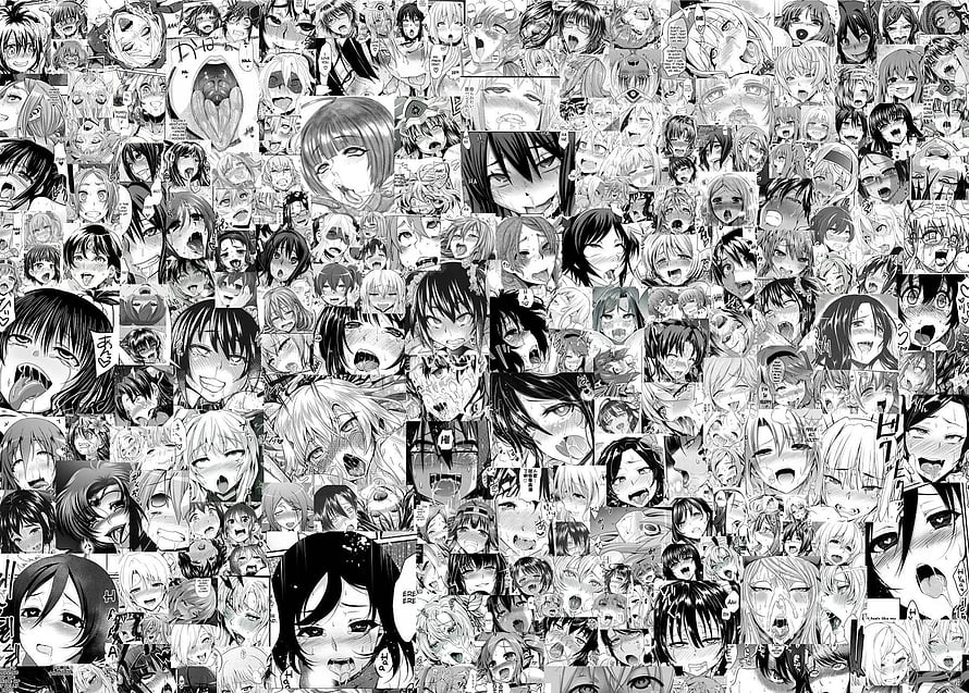 Black and White Anime Face Collage Wallpaper HD wallpaper