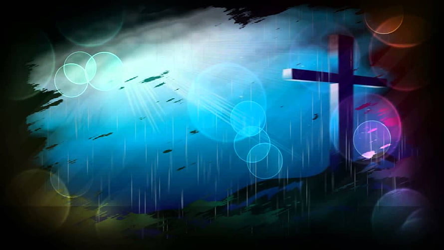 Glowing Christian Cross in Rainy Night with Divine Light Rays and Bokeh HD wallpaper