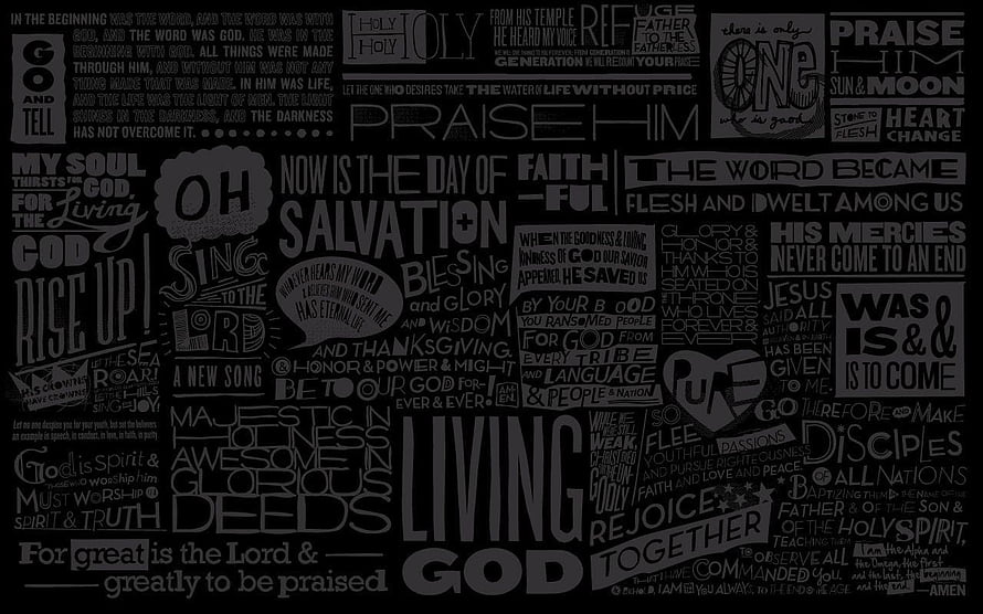 Black and White Christian Typography Art Featuring Bible Verses and Faithful Words HD wallpaper