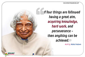 A.P.J. Abdul Kalam Portrait with Inspirational Quote on Great Aim and Perseverance HD wallpaper