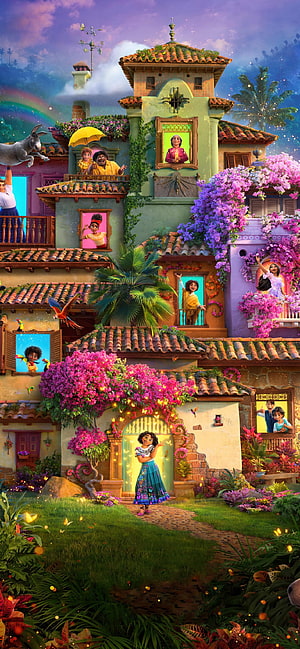 Mirabel Madrigal in the vibrant Madrigal house from Disney's Encanto animated film HD phone wallpaper