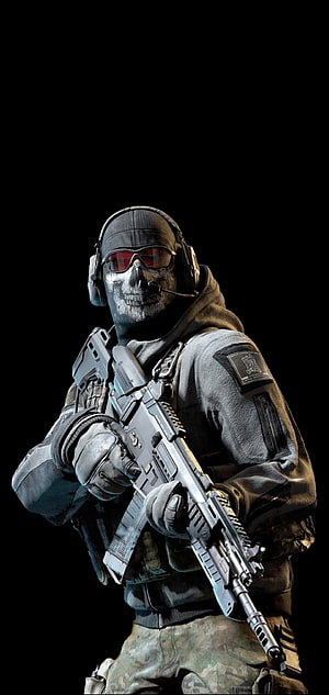 Ghost from Call of Duty Modern Warfare 2 in Tactical Gear with Assault Rifle HD phone wallpaper