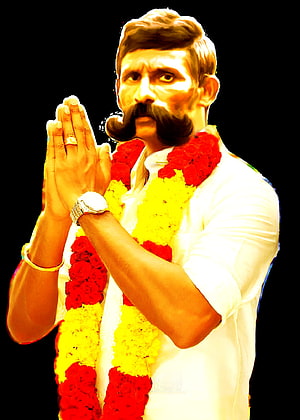 Veerappan Vanniyar Sangam Portrait With Floral Garland And Prayer Gesture HD phone wallpaper