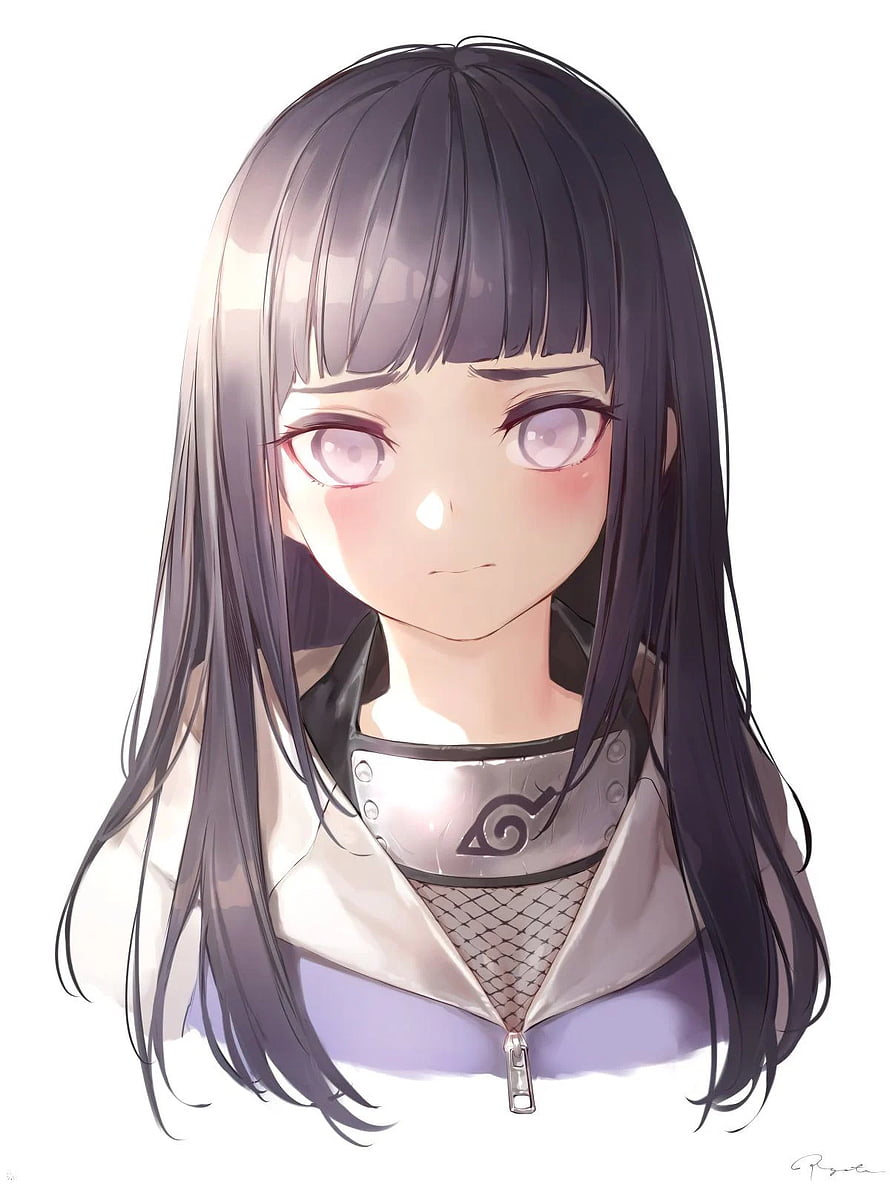 Hinata Hyuga Anime Portrait with Konoha Headband and Purple Jacket HD phone wallpaper