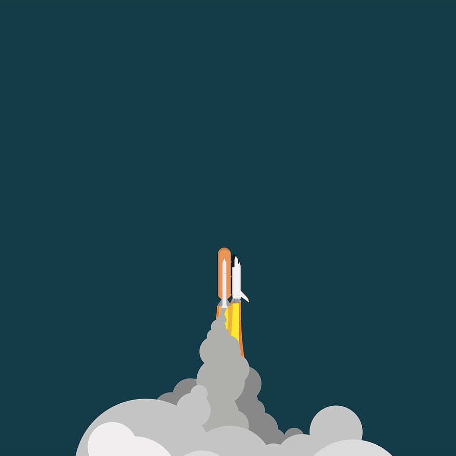 Space Shuttle Launching Into Space With Smoke And Fire Vector Illustration HD phone wallpaper