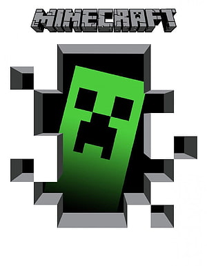 Minecraft Creeper Head Breaking Through Blocky Wall HD phone wallpaper