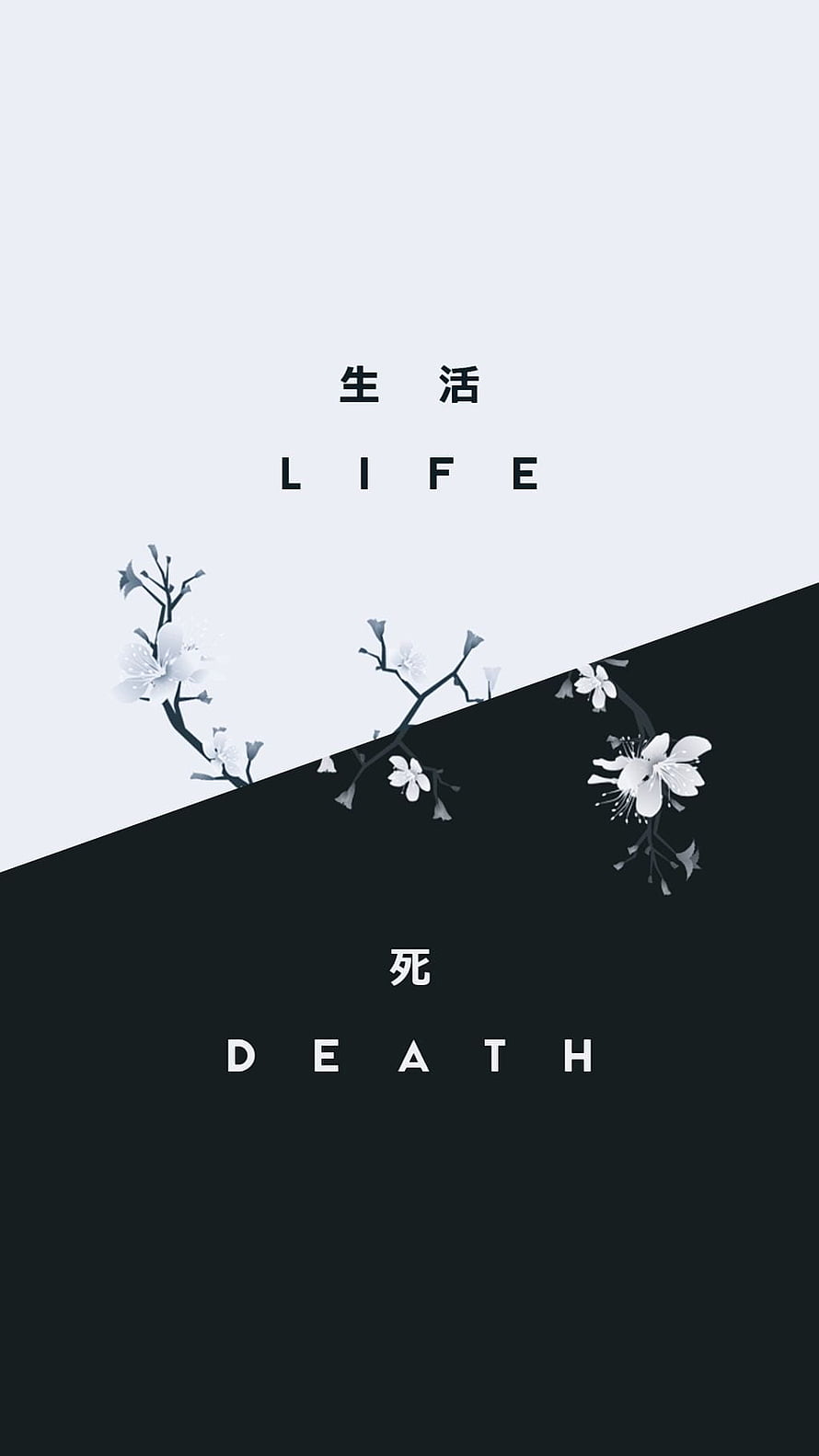 Minimalist Life and Death Quote Wallpaper with Cherry Blossoms HD phone wallpaper