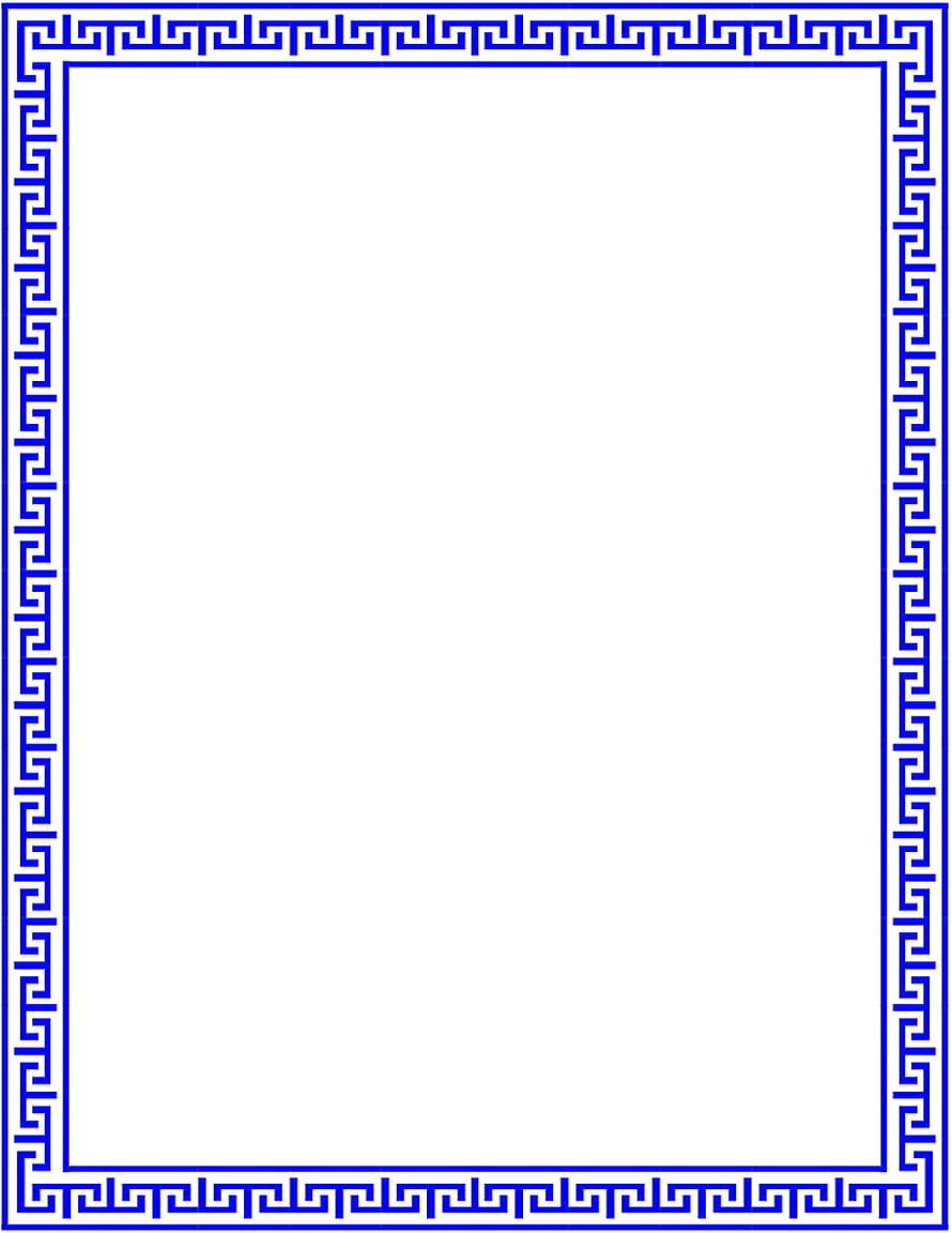 Blue Greek Key Pattern Border Frame on White Background HD phone wallpaper