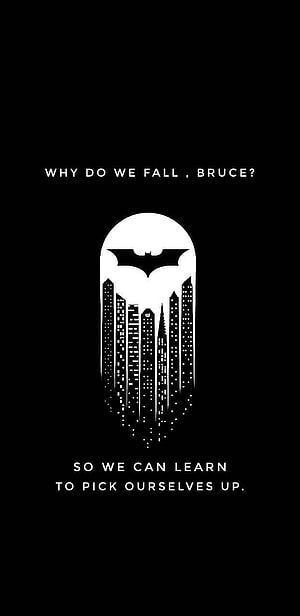 Batman Minimalist Quote Wallpaper Why Do We Fall Bruce Gotham City Skyline, Batman Why Do We Fall posted by Michelle Cunningham, #why do we fall HD phone wallpaper