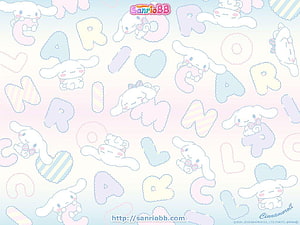 Cinnamoroll pastel pattern wallpaper with fluffy letters and hearts HD wallpaper