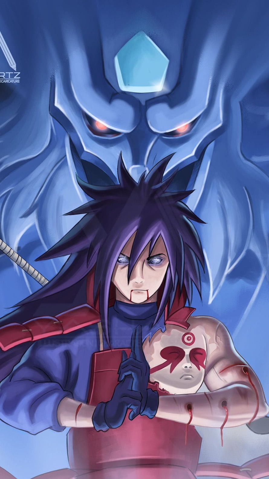 Itachi Uchiha with Susanoo and Izanagi Mark Anime Wallpaper HD phone wallpaper