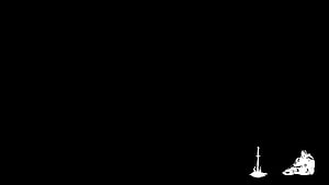 Minimalist White Silhouette of a Seated Figure and Sword on Black Background HD wallpaper