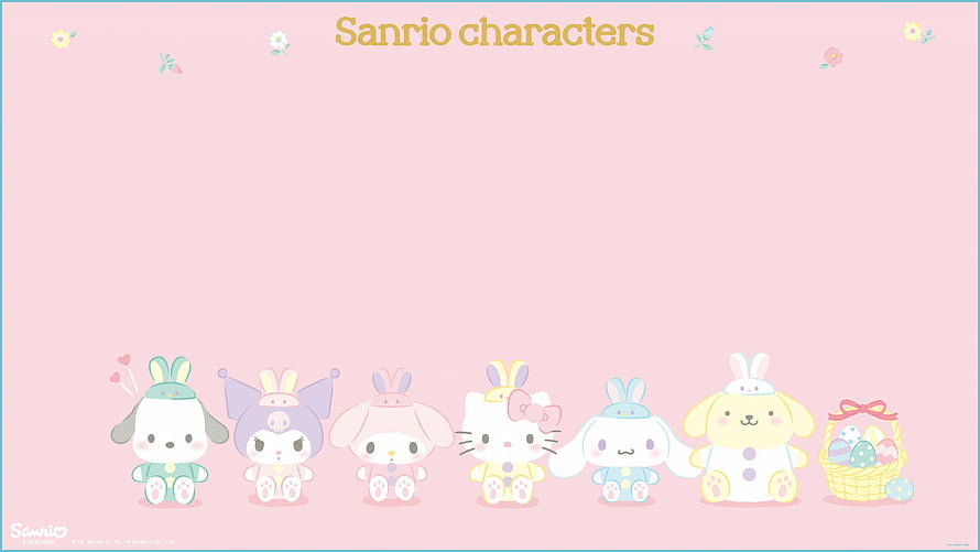 Cute Sanrio Characters Easter Bunny Lineup Wallpaper HD wallpaper