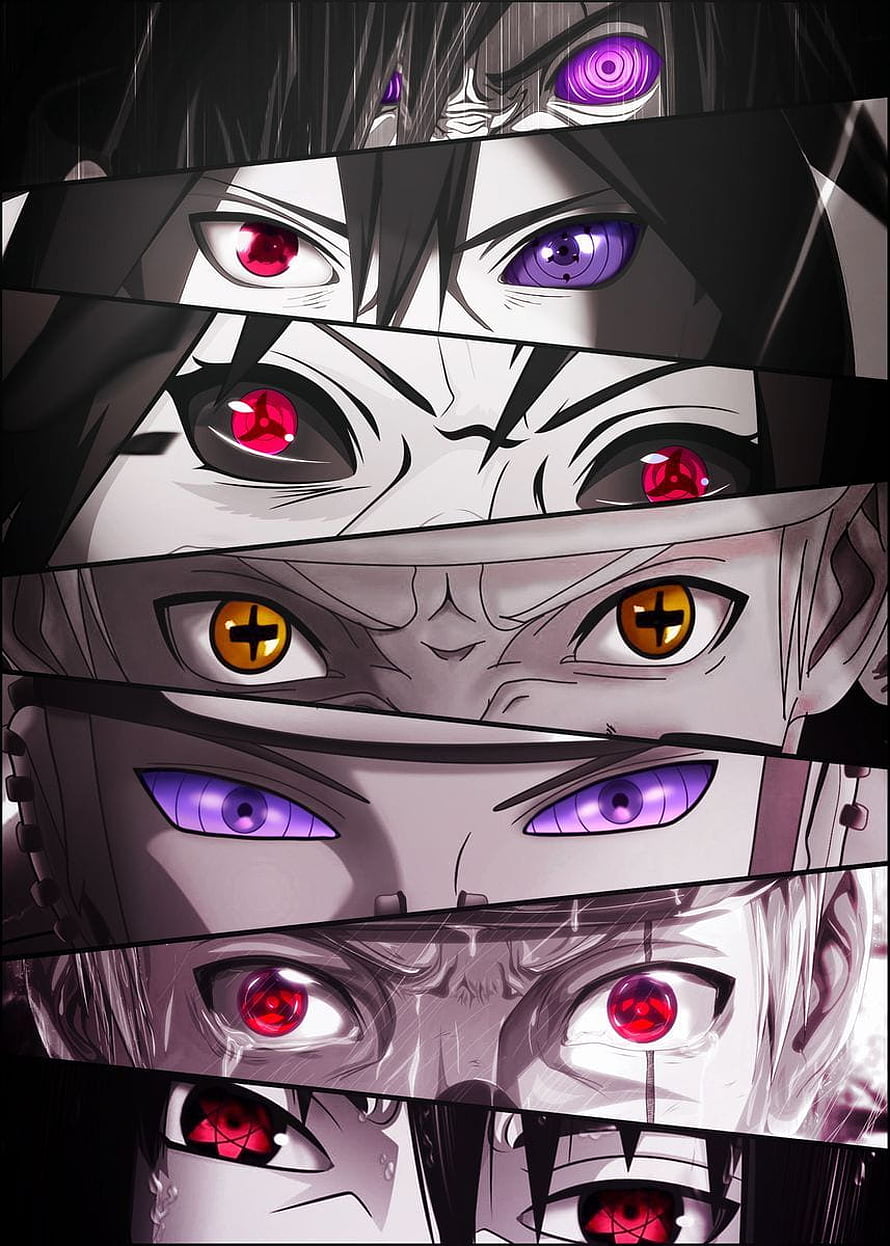 Naruto Anime Characters Sharingan Rinnegan Dojutsu Eyes Compilation Wallpaper HD phone wallpaper