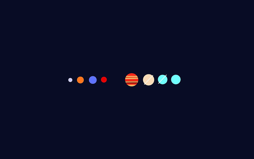 Minimalist Solar System Planets on Dark Space Background HD wallpaper