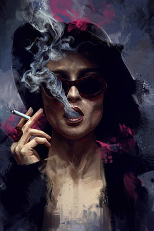 Marla Singer from Fight Club Smoking Cigarette Digital Art Portrait HD phone wallpaper