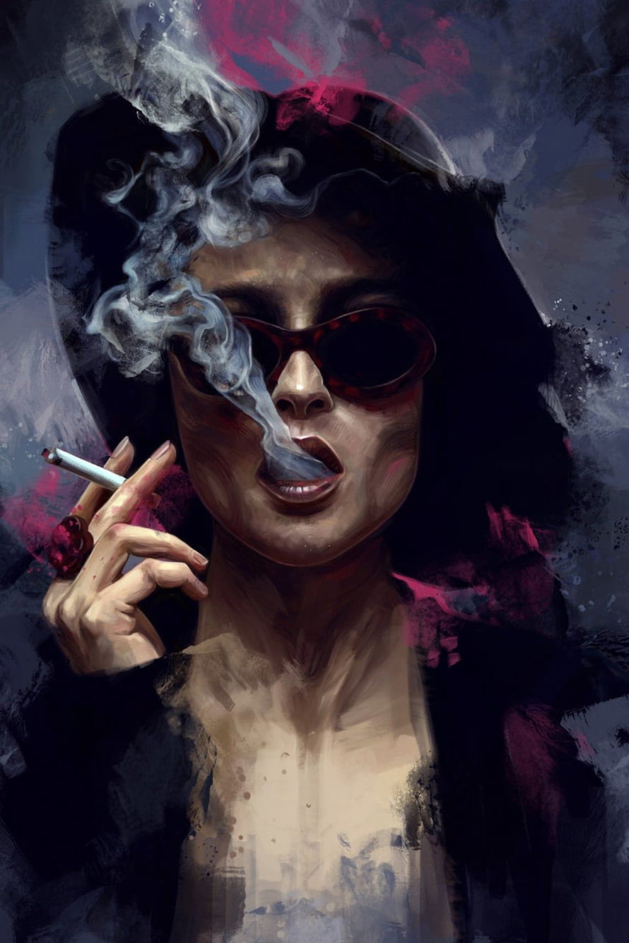 Marla Singer from Fight Club Smoking Cigarette Digital Art Portrait HD phone wallpaper