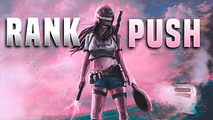 Female Soldier Character With Helmet And Weapons In Pink Hazy Battlefield Scene HD wallpaper