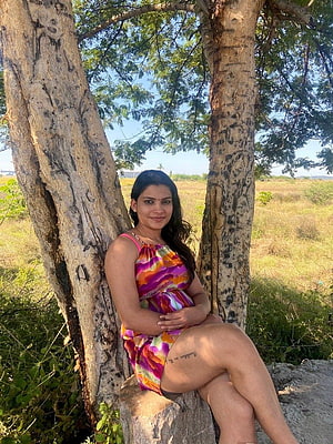 Woman in Colorful Dress Sitting Under Tree in Field, Resmi R Nair 4 Glamorous , Wiki, Age, And Biography, reshmi nair HD phone wallpaper