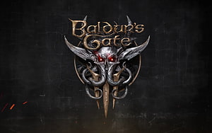 Baldur's Gate 3 Official Logo Featuring Ornate Demon Skull Emblem on Dark Stone Background HD wallpaper