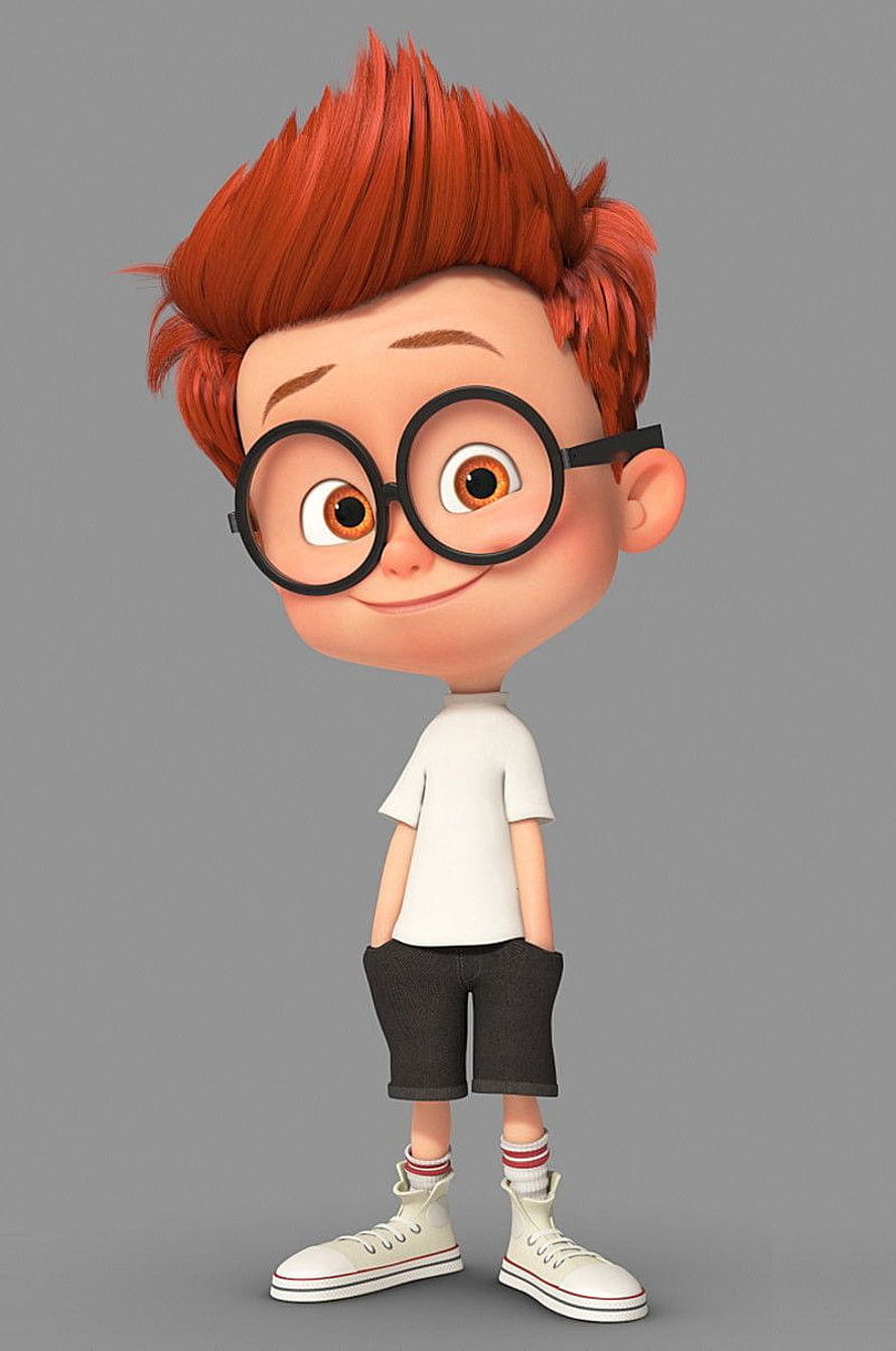 3D Render of a Cute Boy with Red Hair and Glasses Wearing Casual Clothes HD phone wallpaper