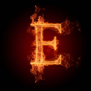 Flaming Letter E Alphabet Fire Typography Design HD phone wallpaper
