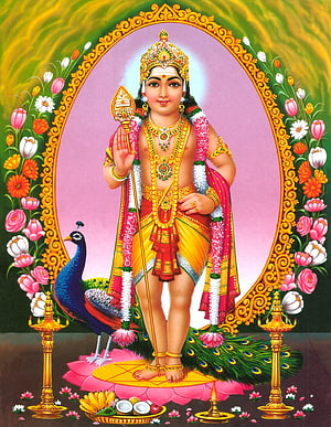 Lord Murugan Hindu God Illustration with Peacock and Floral Mandala, Best 4 Murugan on Hip, lord muruga 3d HD phone wallpaper