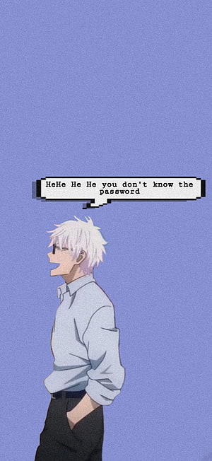 Gojo Satoru Anime Character Laughing With Pixelated Speech Bubble Wallpaper HD phone wallpaper