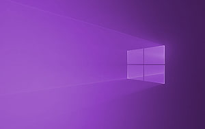 Purple Windows 10 Desktop Wallpaper With Glowing Light Beam And Minimalist Window Logo HD wallpaper