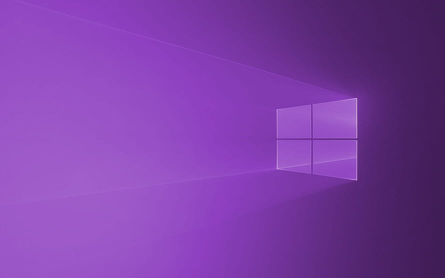 Purple Windows 10 Desktop Wallpaper With Glowing Light Beam And Minimalist Window Logo HD wallpaper