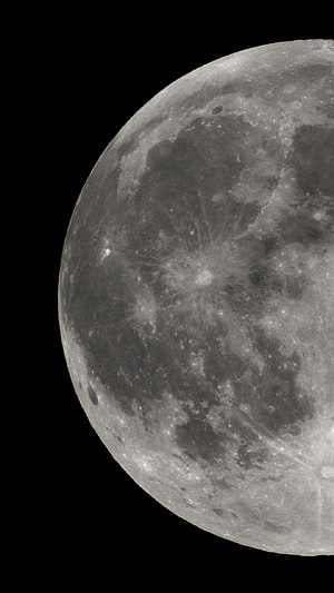 High Resolution Close-Up Of The Moon Surface With Craters And Maria Against Black Space HD phone wallpaper