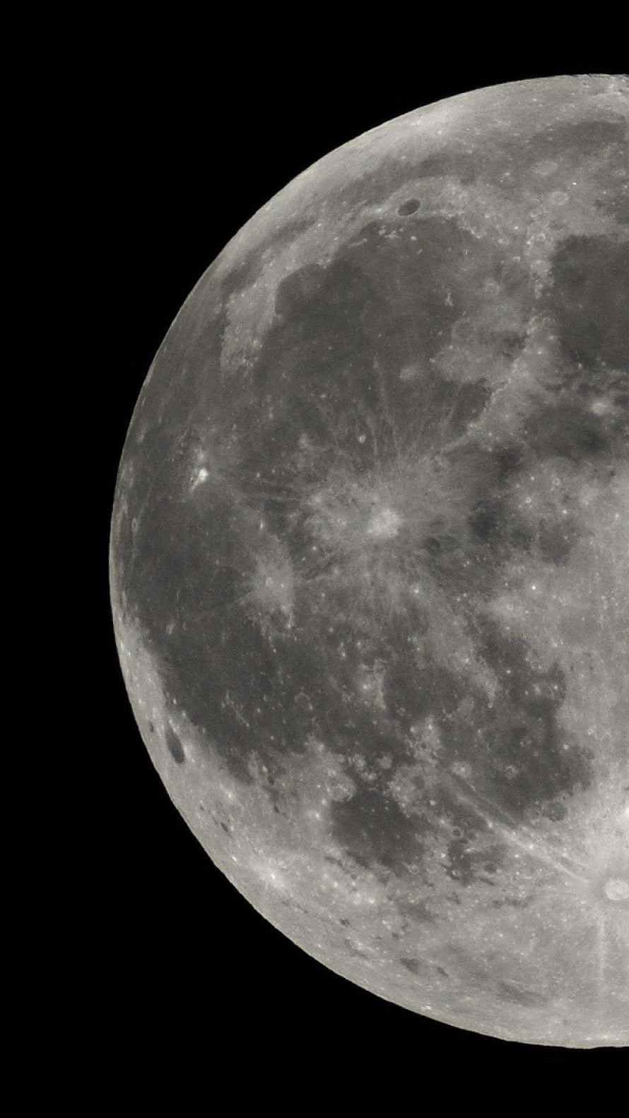 High Resolution Close-Up Of The Moon Surface With Craters And Maria Against Black Space HD phone wallpaper