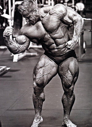 Jay Cutler Black and White Bodybuilding Pose in the Gym HD phone wallpaper