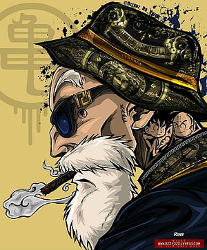 Master Roshi in Versace Hat and Sunglasses with Cigar HD phone wallpaper
