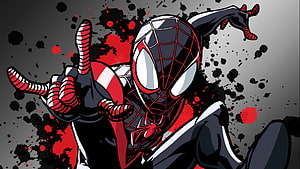 Miles Morales Spider-Man in Dynamic Comic Pose with Red and Black Suit, Miles Morales Spider Man , Superheroes, #miles morales spider man HD wallpaper