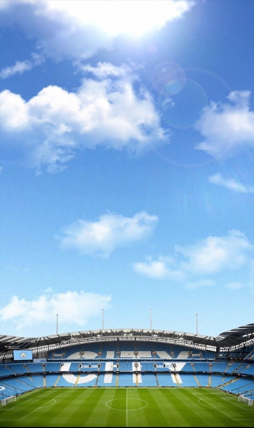 Etihad Stadium Manchester City Home Ground Under Bright Blue Sky HD phone wallpaper