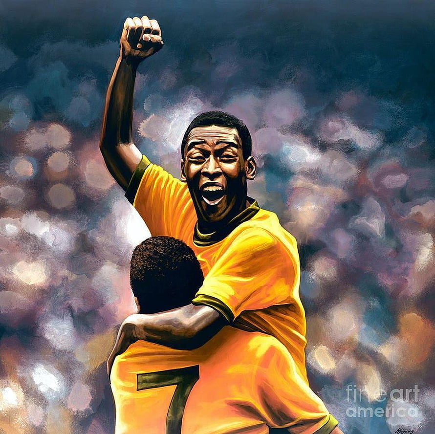 Pele Celebrating Victory in Yellow Jersey Digital Art HD wallpaper