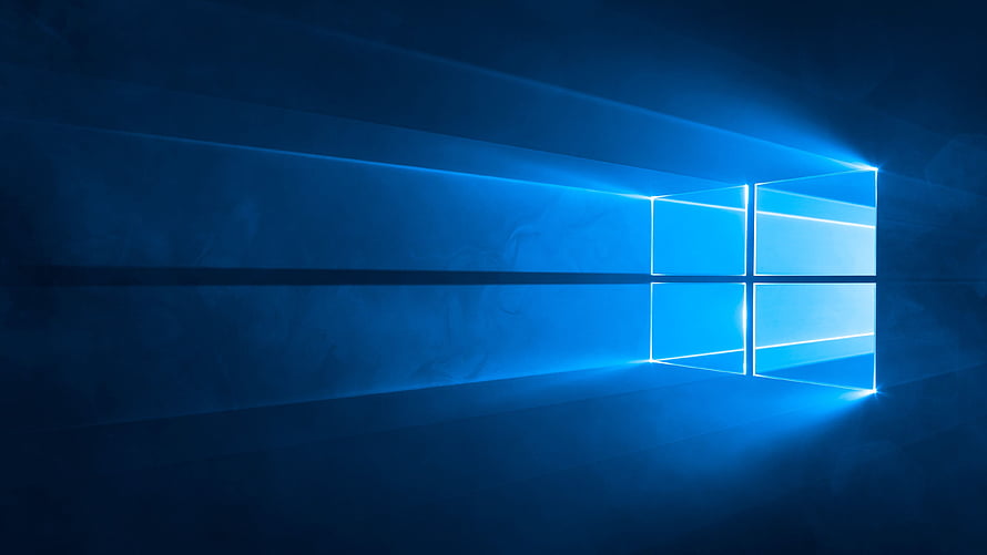 Windows 10 Default Blue Light Window Logo on Dark Background HD wallpaper