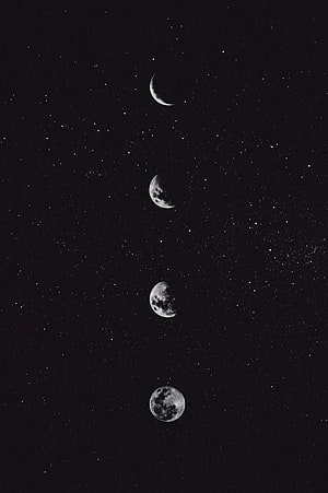 Vertical Lunar Phases Sequence Against Starry Night Sky HD phone wallpaper