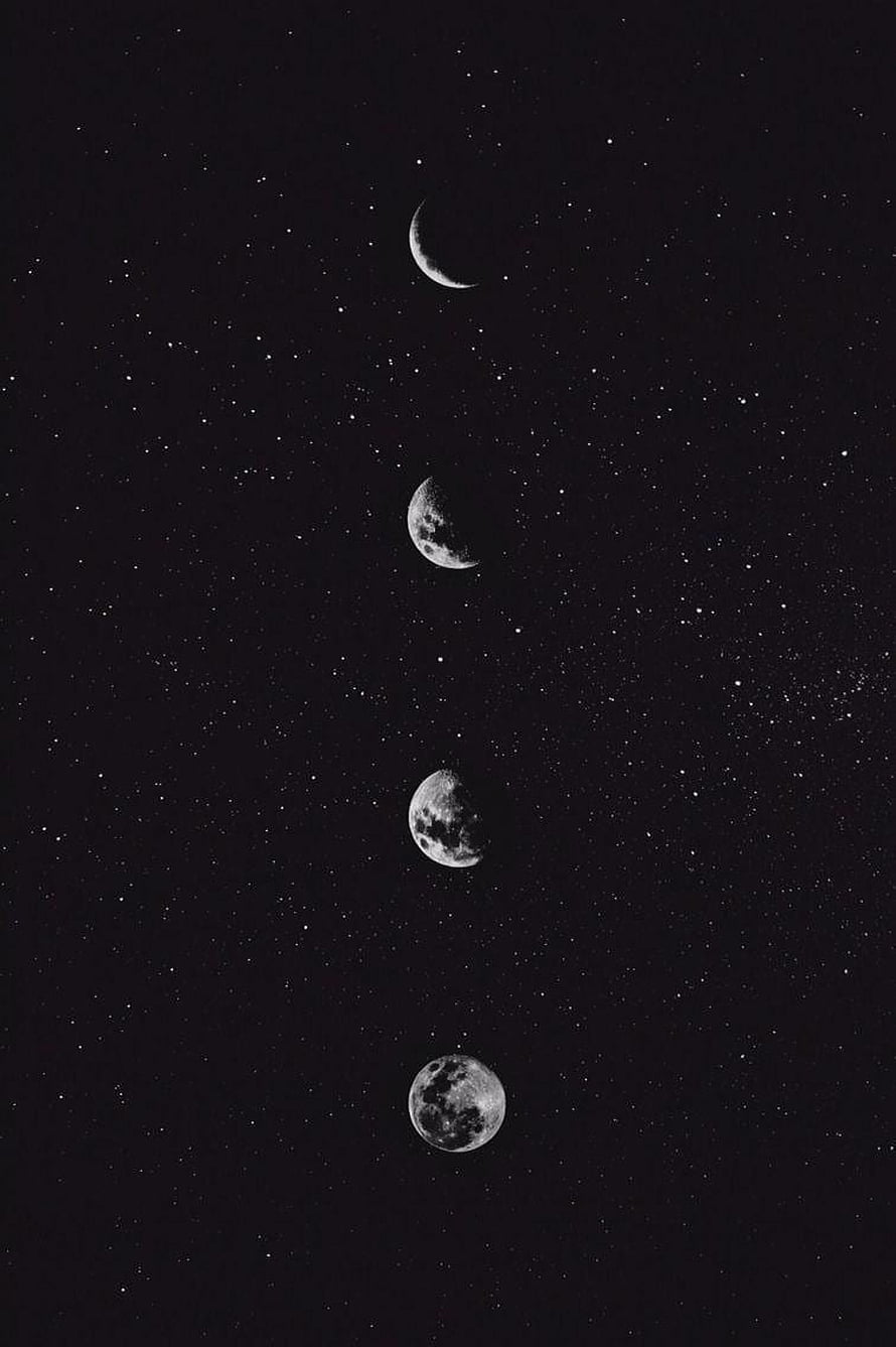Vertical Lunar Phases Sequence Against Starry Night Sky HD phone wallpaper