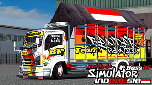 Bussid Simulator Indonesia Custom Truck with Vibrant Livery and Cargo Cover HD wallpaper