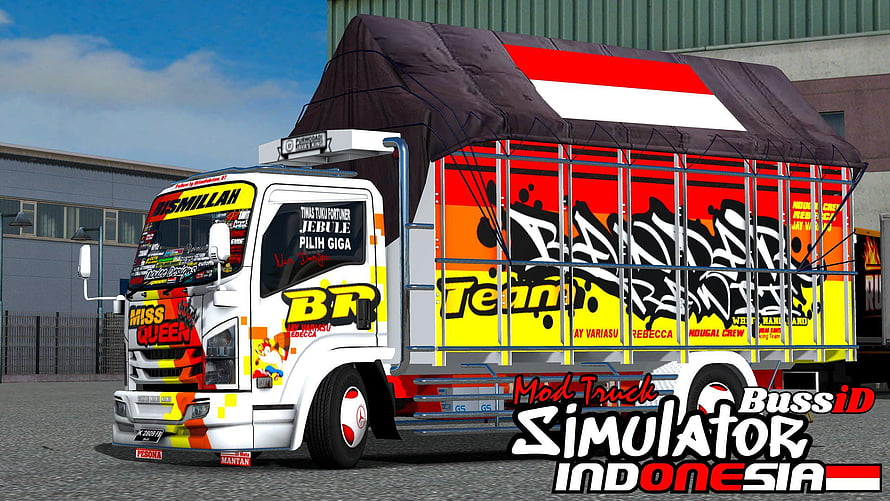Bussid Simulator Indonesia Custom Truck with Vibrant Livery and Cargo Cover HD wallpaper