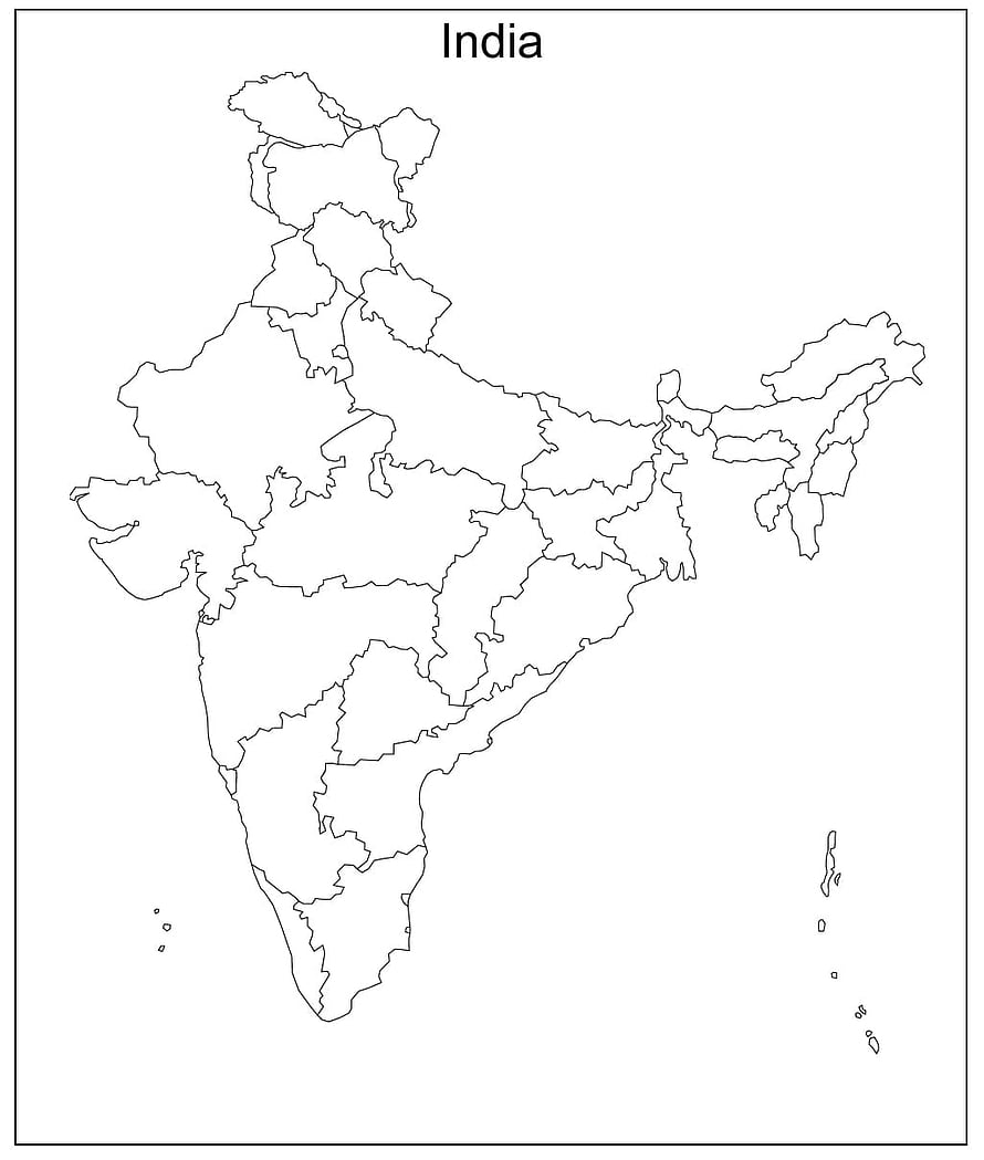 Blank Political Map of India with State Boundaries for Educational Use HD phone wallpaper