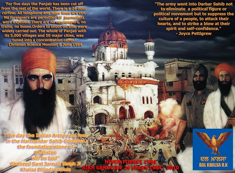 Sant Jarnail Singh Bhindranwale and the 1984 Sikh Genocide Memorial Poster HD wallpaper