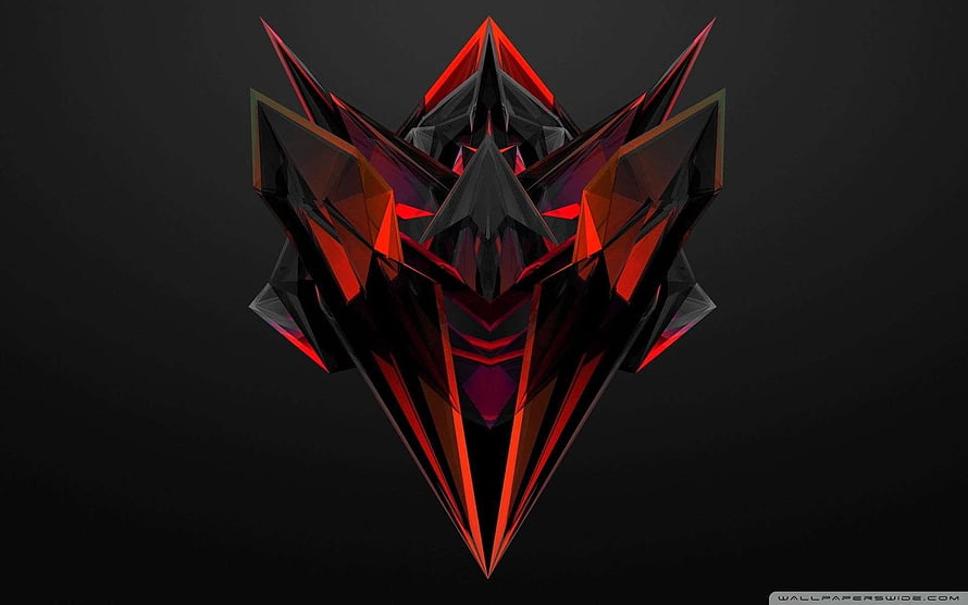 Abstract Geometric Red and Black Crystal Shape HD wallpaper