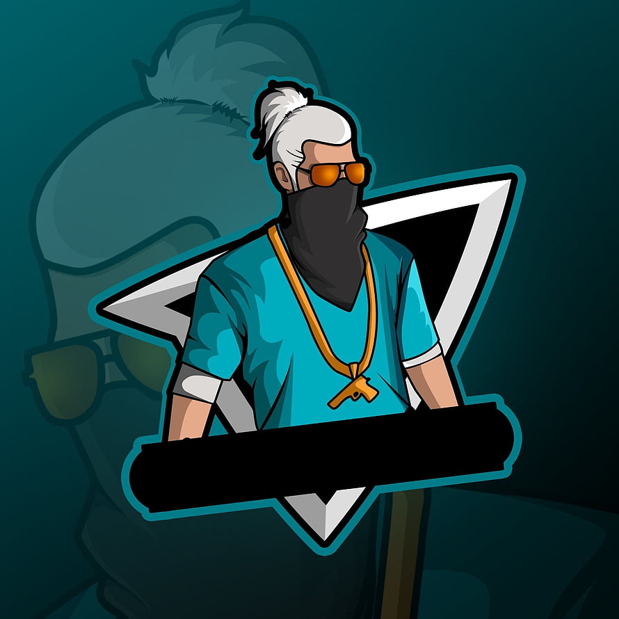Stylized Vector Illustration of a Masked Gamer with White Hair and Orange Sunglasses HD phone wallpaper