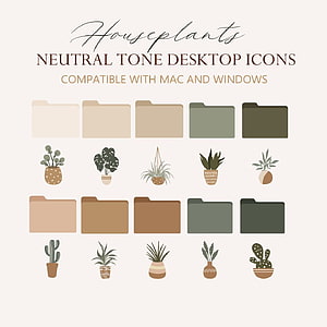 Neutral Tone Houseplant Folder Icons for Mac and Windows Desktop HD phone wallpaper