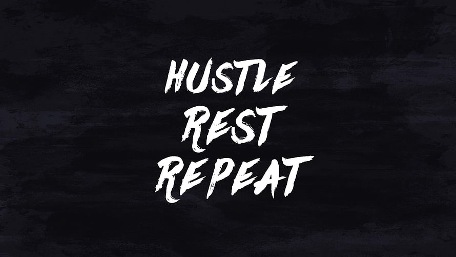 Hustle Rest Repeat Motivational Quote on Dark Textured Background HD wallpaper